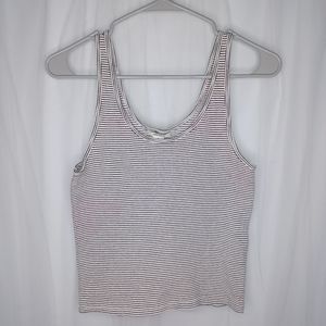 F21 Crop Tank Top, Black/White Thin Striped